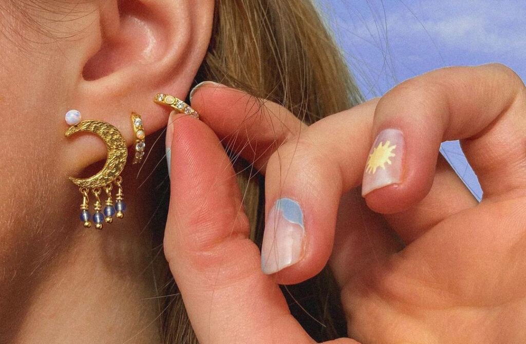 chic jewelry on a girl moon earrings