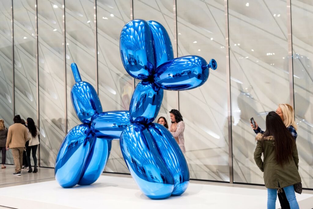 KGR0JG LOS ANGELES, CA - February 5, 2017: Balloon Dog by Jeff Koons at The Broad Contemporary Art Museum on February 5, 2017.