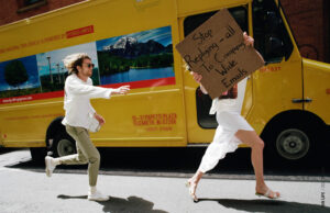 zara dude with sign campaign