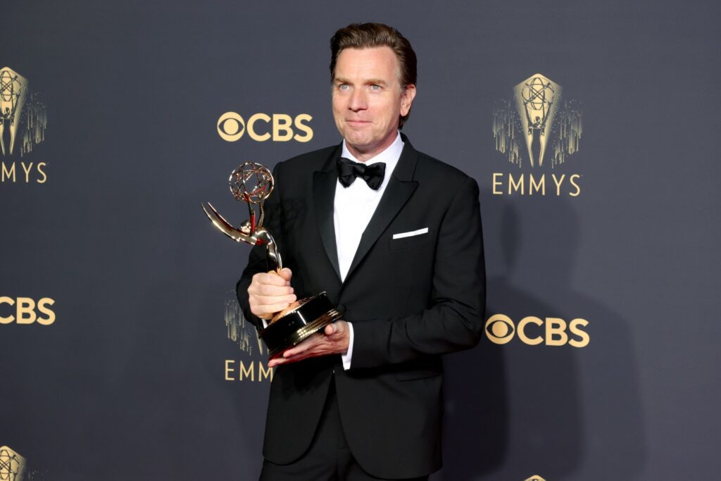 LOS ANGELES, CALIFORNIA - SEPTEMBER 19: Ewan McGregor, winner of Outstanding Lead Actor in a Limited Series or Movie for 'Halston,' poses in the press room during the 73rd Primetime Emmy Awards at L.A. LIVE on September 19, 2021 in Los Angeles, California. (Photo by Rich Fury/Getty Images)