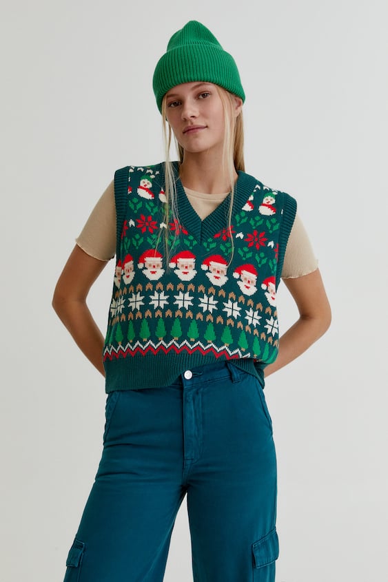 Pull&Bear prsluk božićni pulover
