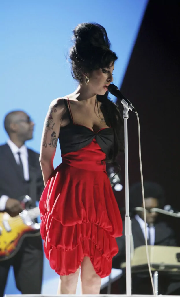 LONDON - FEBRUARY 14: Amy Winehouse rehearses on stage prior to the BRIT Awards 2007 at Earls Court 1 on February 14, 2007 in London, England. (Photo by Getty Images)