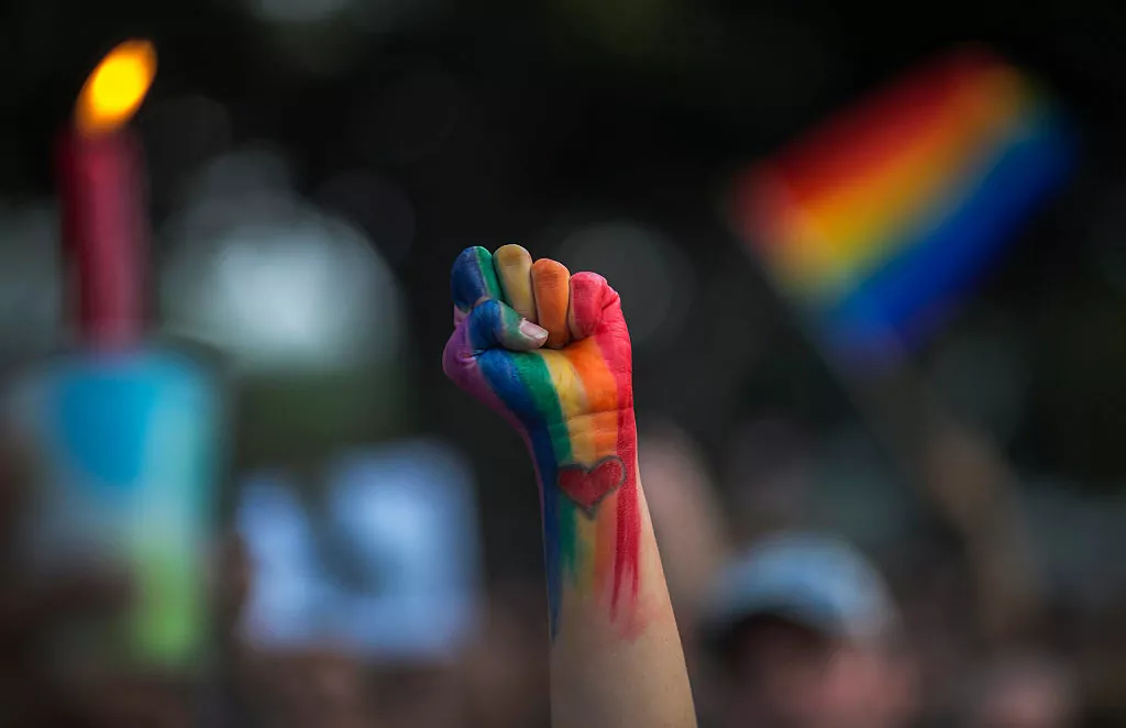 LGBT zastava oslikana na ruci, LA pride