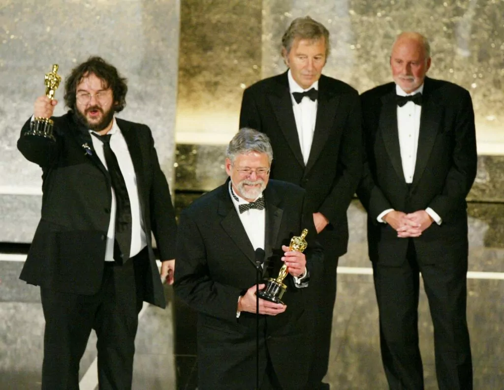 HOLLYWOOD, CA - FEBRUARY 29: Producer Barrie M. Osborne accepts the award for Best Picture of the Year for "The Lord of the Rings: The Return of the King" on stage during the 76th Annual Academy Awards at the Kodak Theater February 29, 2004 in Hollywood, California. (Photo by Kevin Winter/Getty Images)