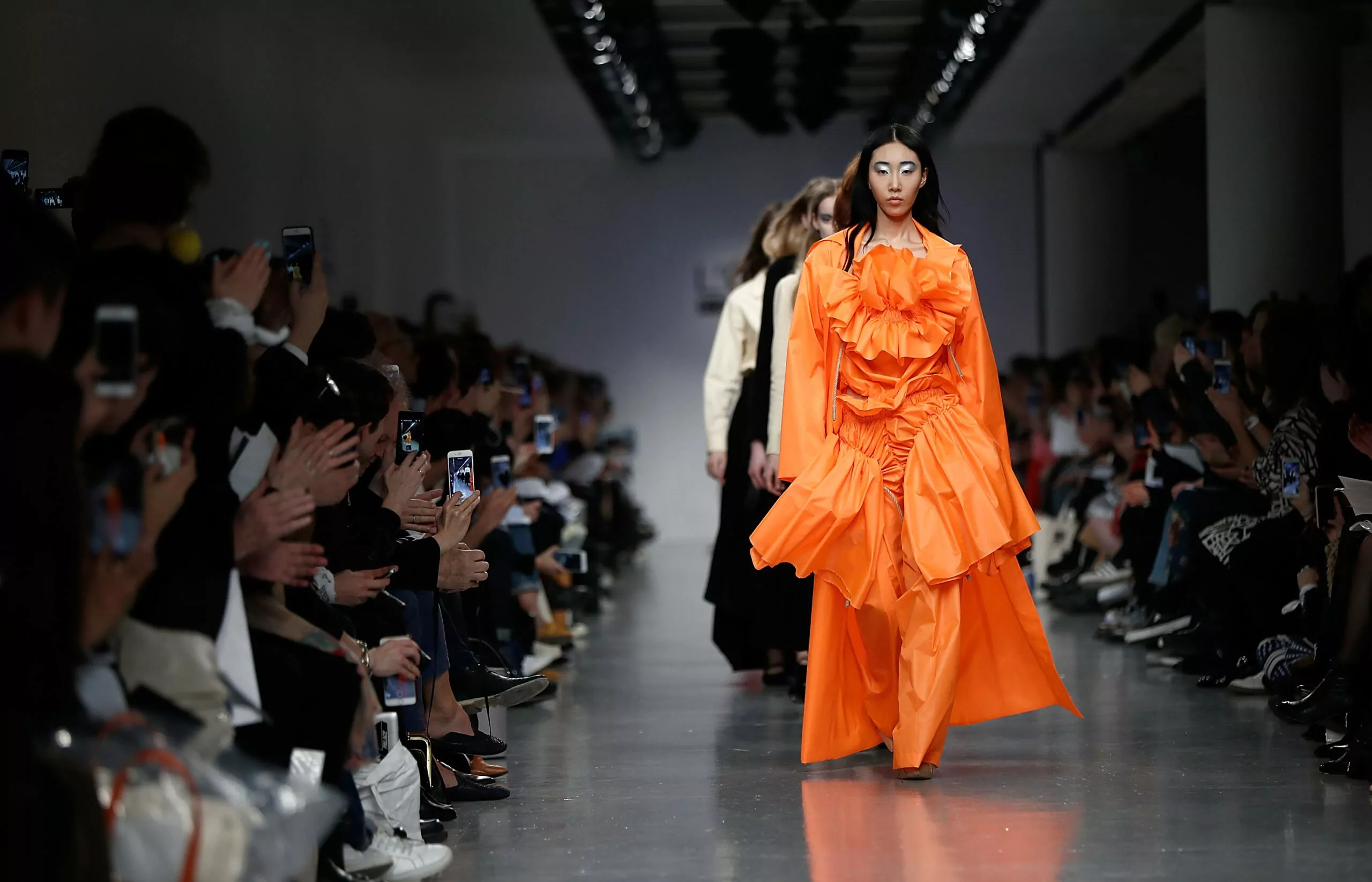 LONDON, ENGLAND - FEBRUARY 17: A model walks the runway at the Central Saint Martins MA show during the London Fashion Week February 2017 collections on February 17, 2017 in London, England. (Photo by John Phillips/John Phillips/Getty Images)