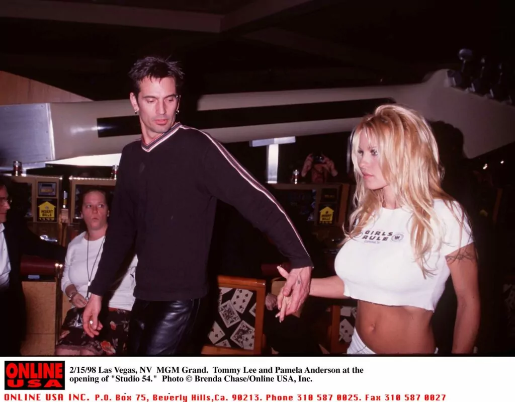2/15/98 MGM Grand Las Vegas, NV Tommy Lee and Pamela Anderson at the opening of "Studio 54"