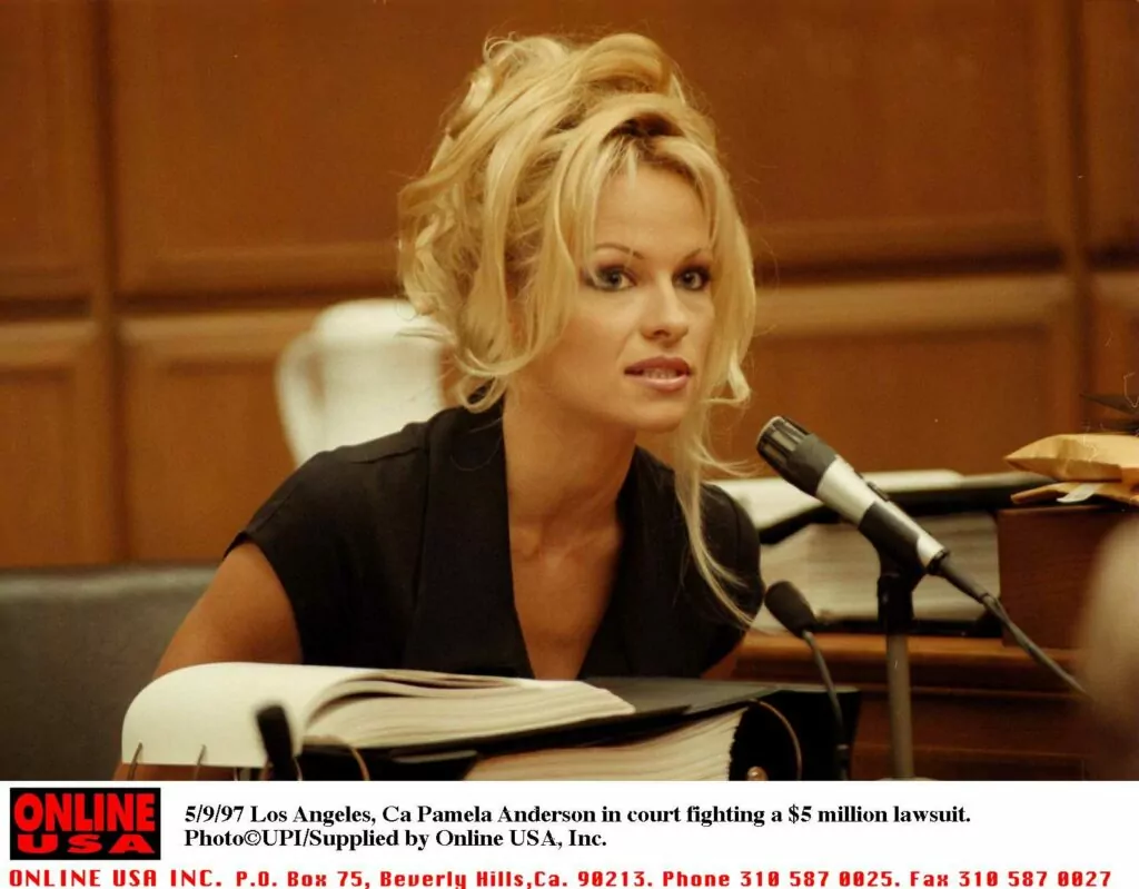 5/9/97 Los Angeles, Ca Pamela Anderson In Court Fighting A 5 Million Dollar Lawsuit (Photo By Pool/Getty Images)