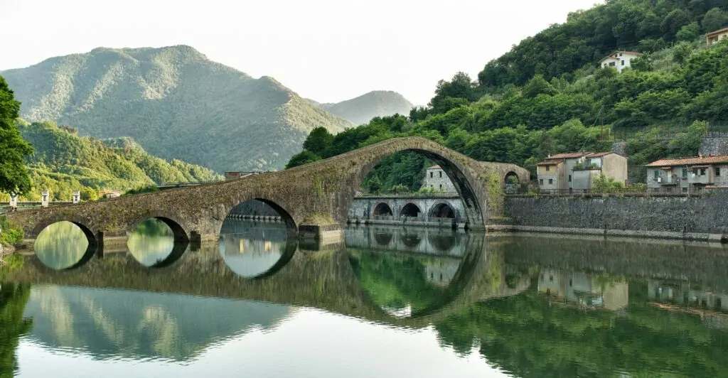 Devils Bridge-Ponte della Maddalena is a bridge crossing the Serchio river near the town of Borgo a Mozzano in the Italian province of Lucca