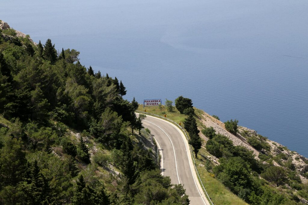 Road along the Adriatic coast in the direction of Makarska Riviera in Croatia.